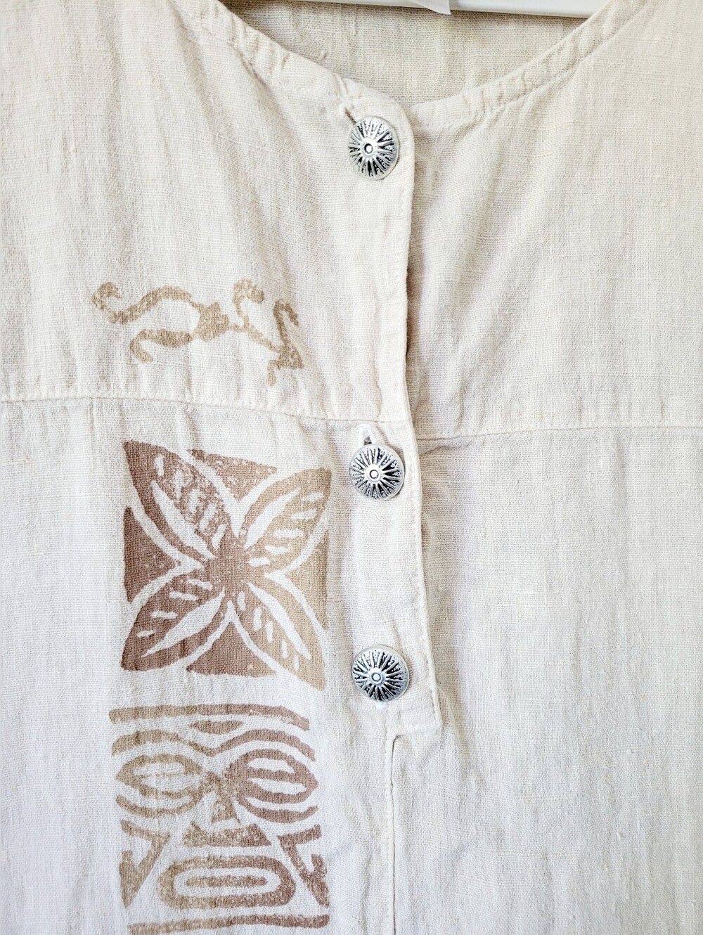 Blue Cactus 100% Linen Cream/Sand Maxi Dress Western/Boho XL - Picture 8 of 12